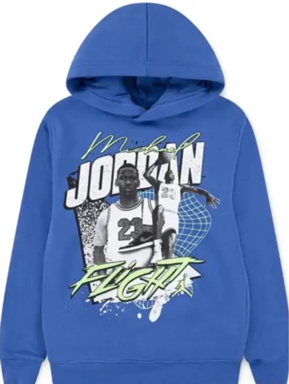 $55 Jordan Double Flight Graphic Hoodie 95F167-BB7 Blue Boys Girls GS Size L